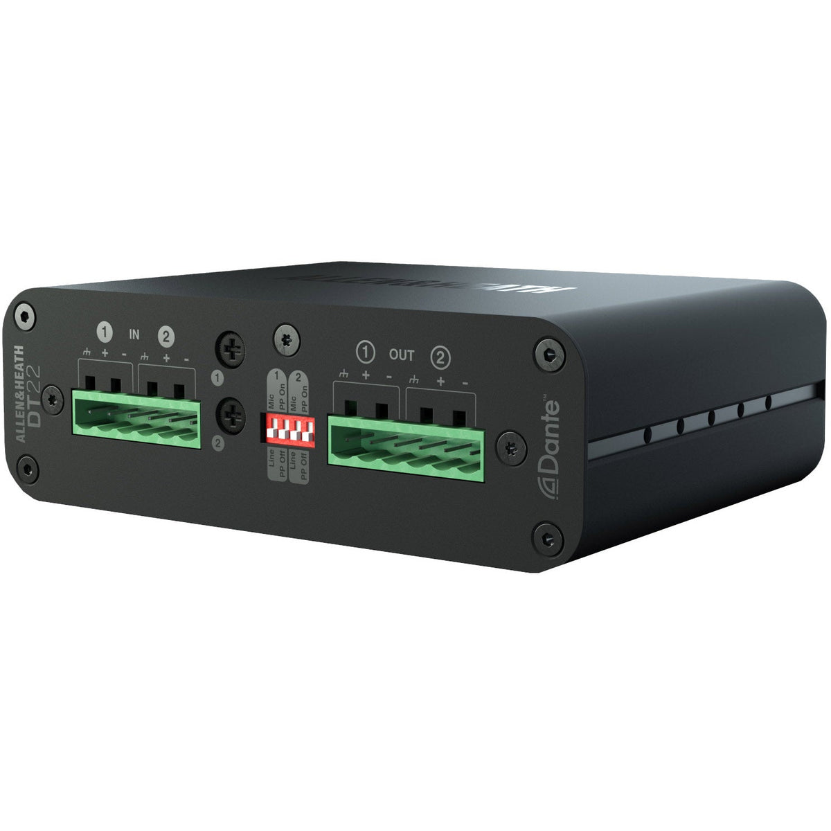 Allen & Heath DT22 Dante I/O Interface with 2 Mic Line Inputs - front view