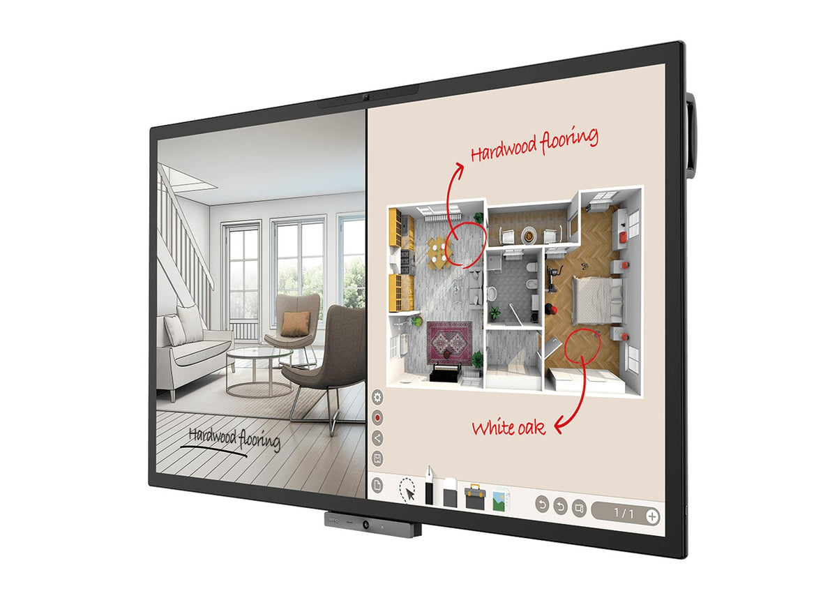 BenQ CP7501K: 75 Inch 4K UHD Interactive Flat Panel (DuoBoard) - angled view