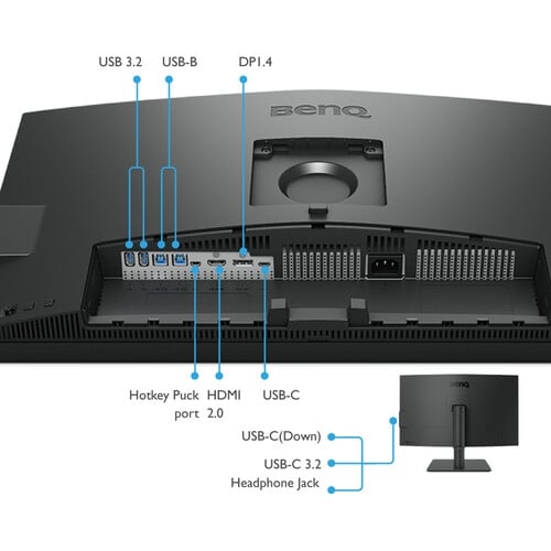 BenQ PD2705U: 27 Inch DesignVue 4K UHD sRGB HDR10 USB-C Designer LED Monitor - close-up detail