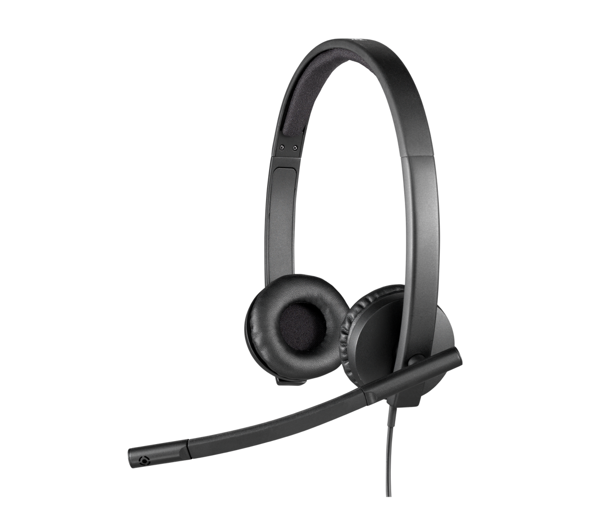 Logitech H570e Stereo: Wired USB Business Headset with Noise Canceling Mic - angled view