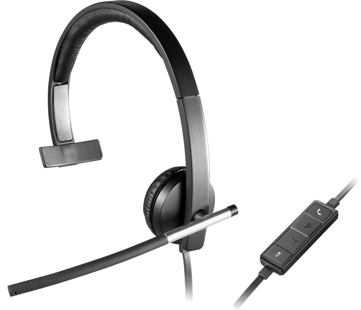 Logitech H650e Mono: USB Wired Headset with Rotating Noise Canceling Boom Mic - front view