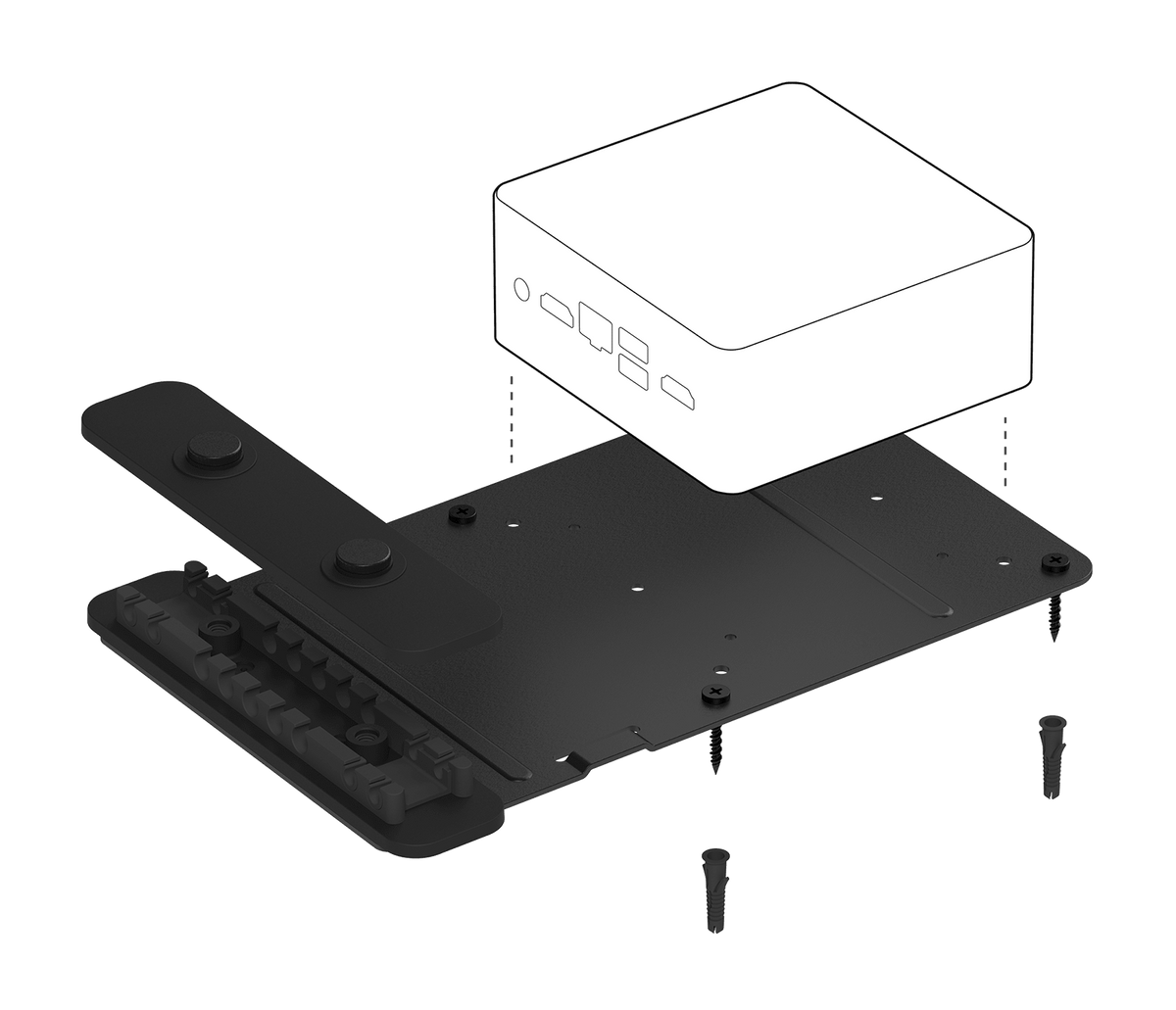 Logitech PC Mount: Hideaway Mount for Small Form Factor Computers - front view