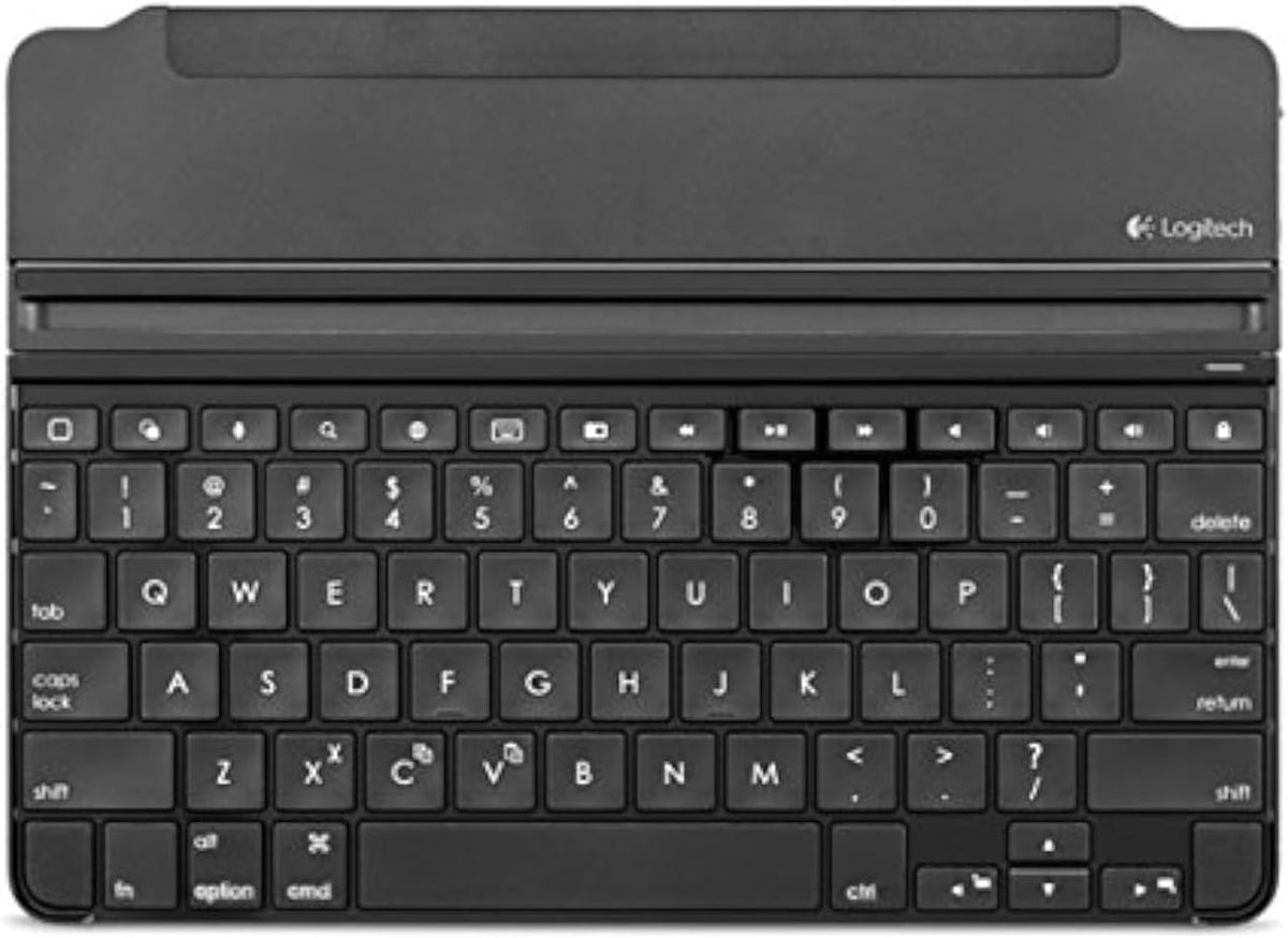 Logitech Ultrathin Magnetic Clip-On Keyboard Cover for iPad Air: Space Grey Bluetooth Keyboard - front view