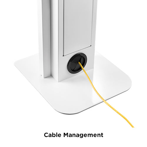 Lumi PAD32-01 anti-theft tablet kiosk floor stand cable management detail for routing cables neatly