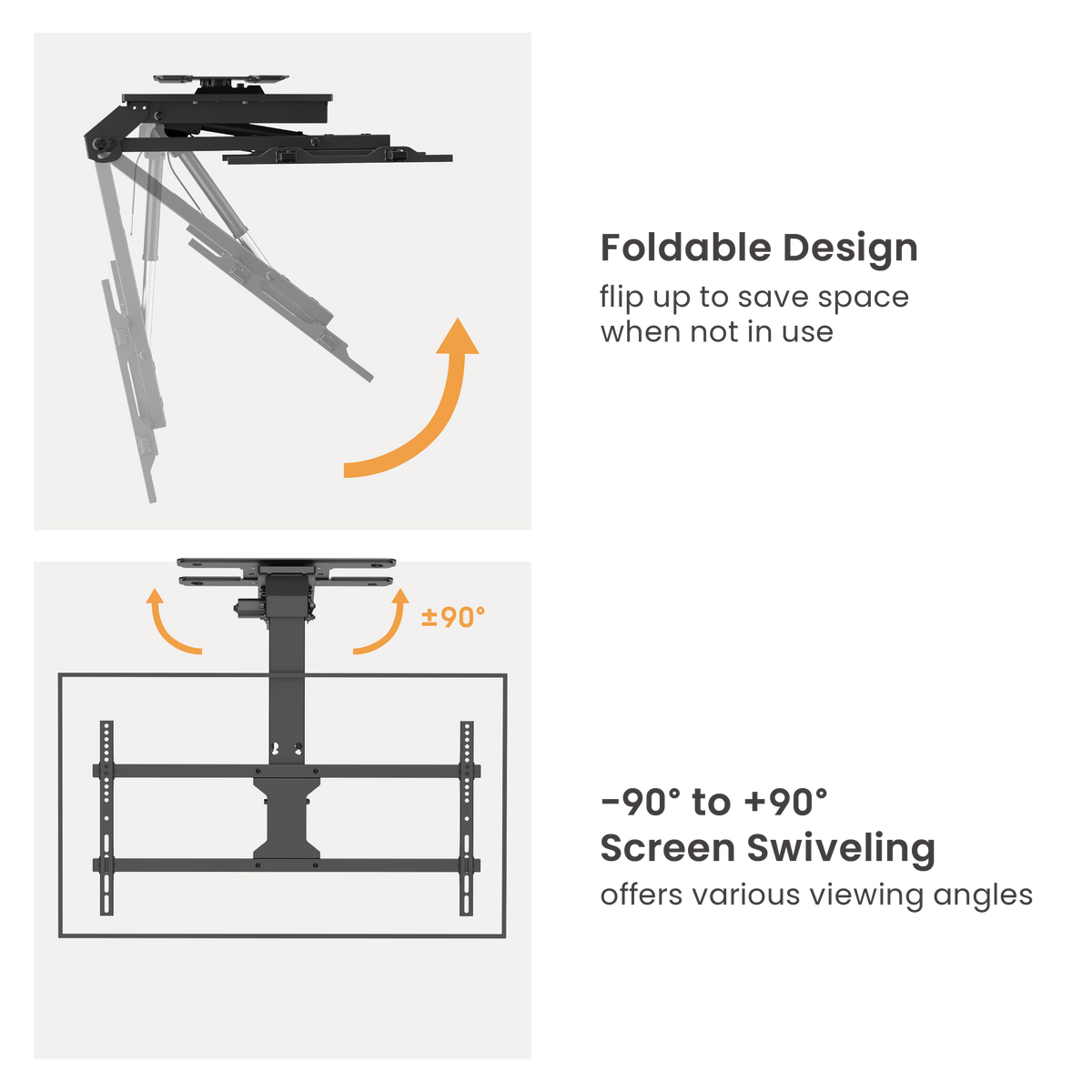 Lumi PLB-M0748DS motorized TV ceiling mount foldable design