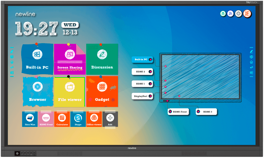 Newline RS+ Series 65, 75 and 86 Inch 4K Interactive Display - front view