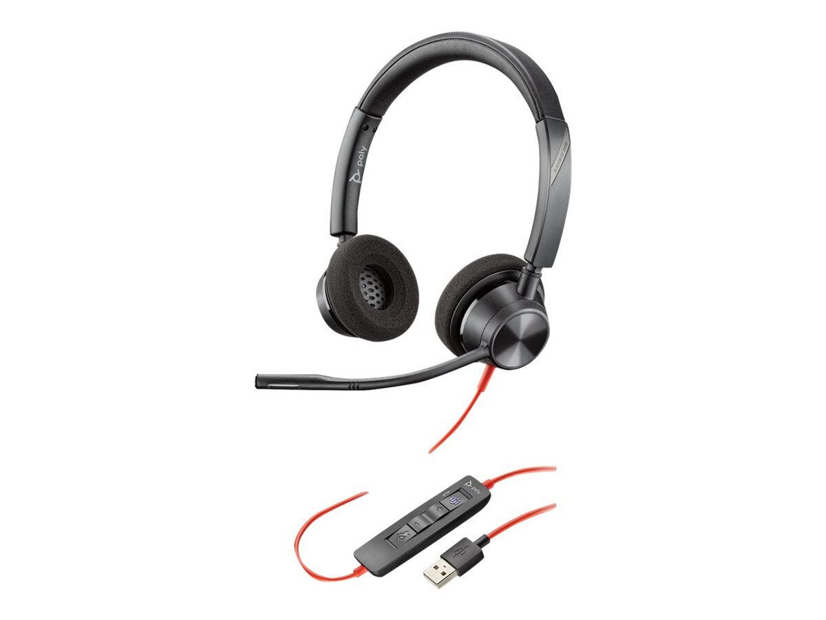 Poly Blackwire 3320: Wired Stereo USB-A Headset - front view