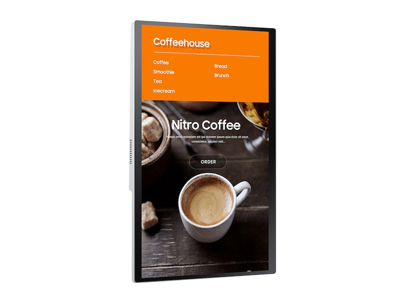 Samsung KM24A: 24 Inch Full HD Tizen All-in-One Interactive Kiosk - front view in portrait orientation