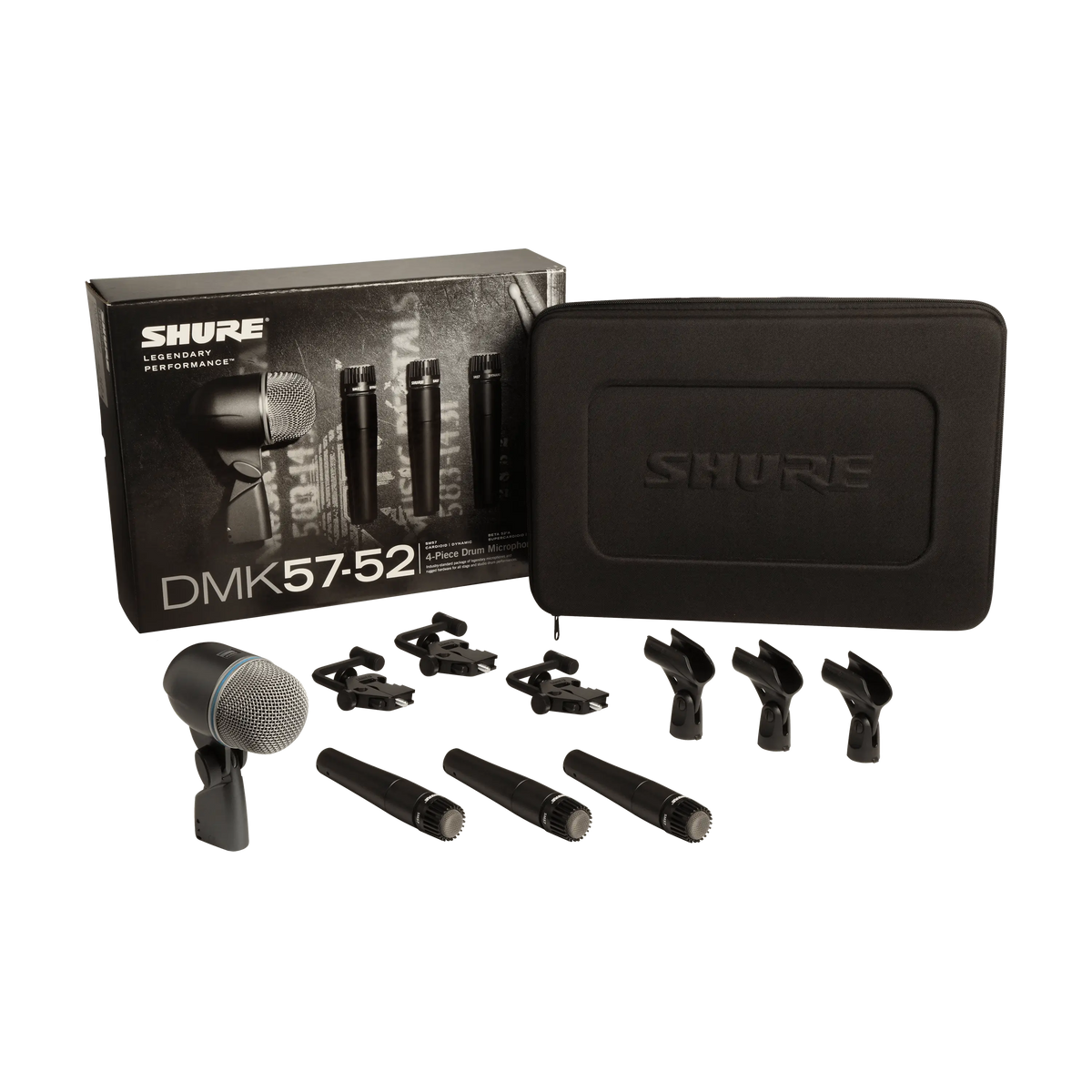 Shure DMK57-52 Drum Microphone Kit with 3 SM57 and 1 Beta 52A - front view