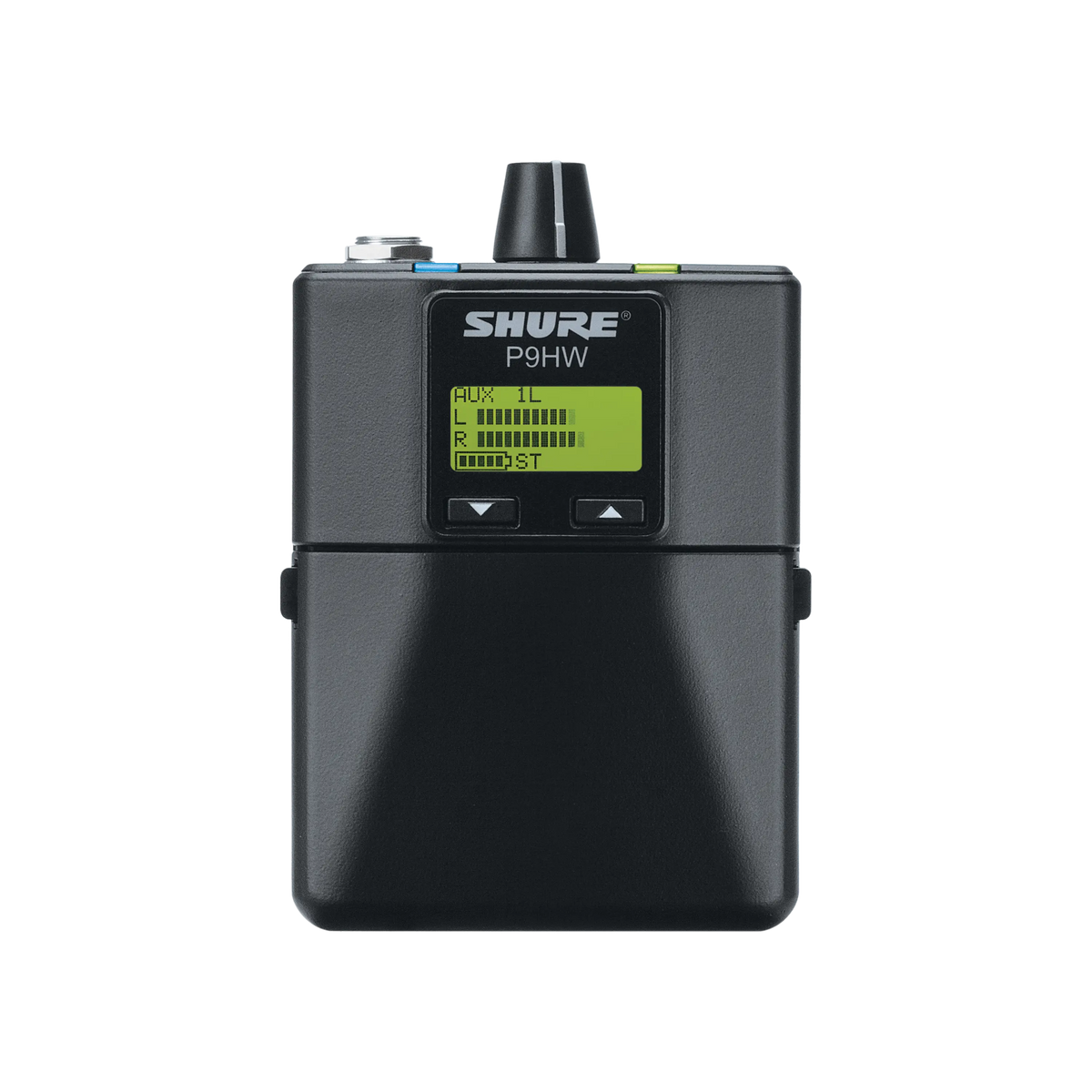 Shure P9HW PSM 900 Wired Bodypack Personal Monitor, Black - front view