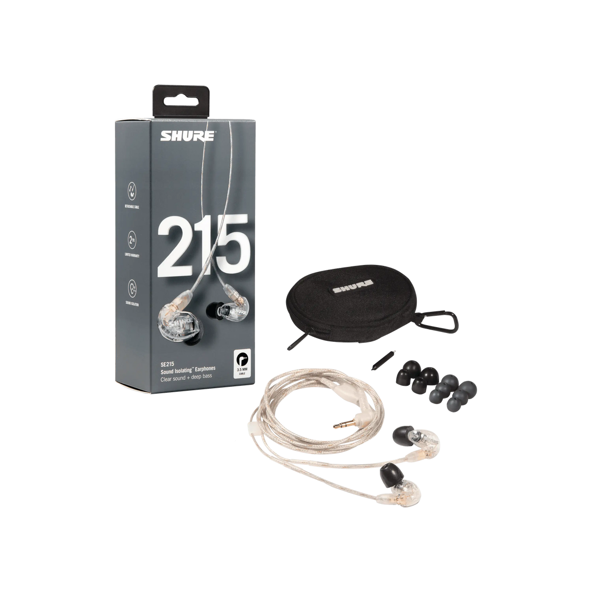 Shure SE215-CL Professional Sound Isolating Earphones, Clear - product view 4