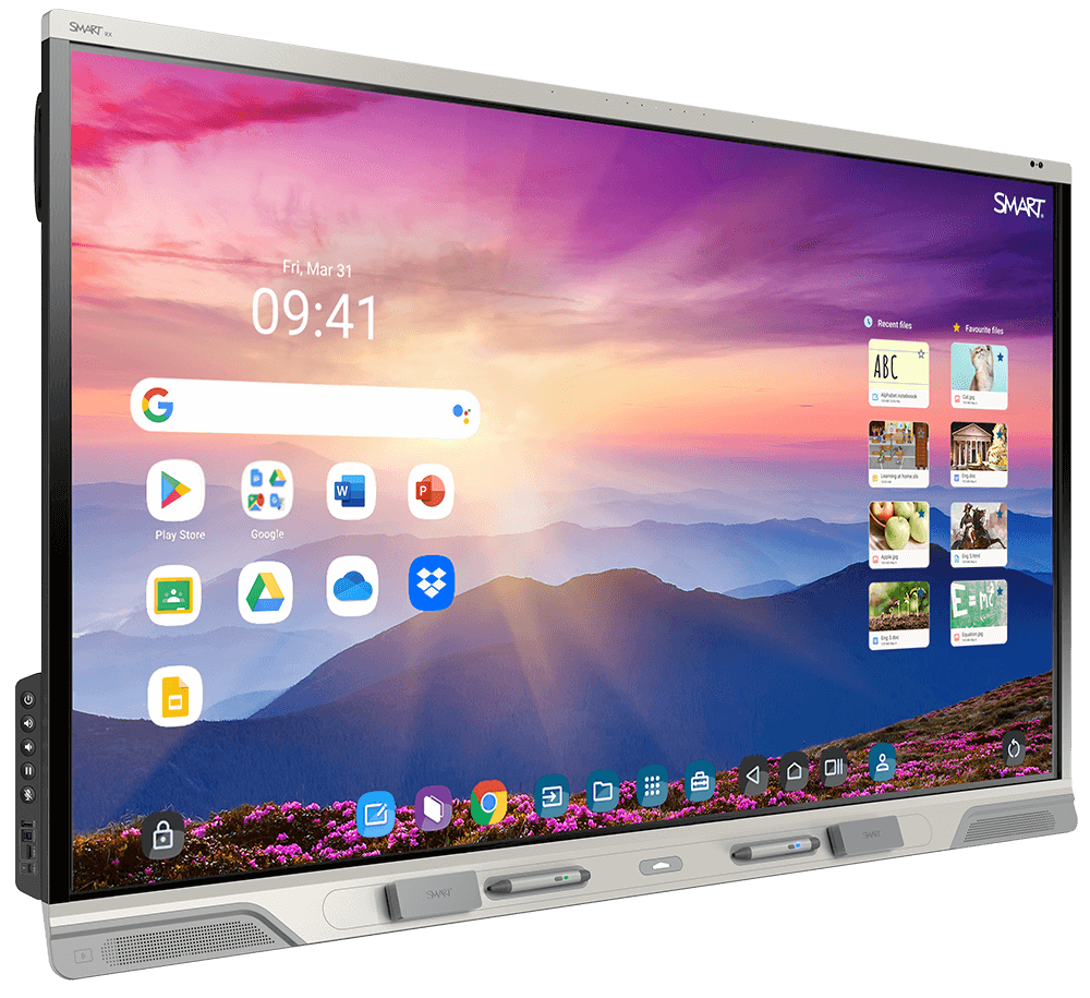 SMART RX075: 75 Inch 4K UHD Interactive Display with iQ - angled view