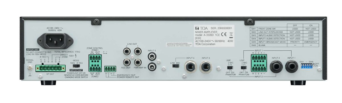 TOA A-3548D digital mixer amplifier - rear view