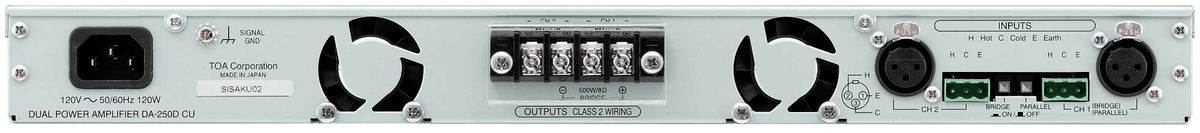 TOA DA-250D digital power amplifier - rear view