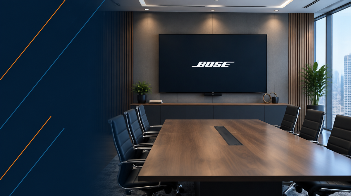 Bose Products in India — hero banner featuring Bose branded display technology in a modern boardroom setting