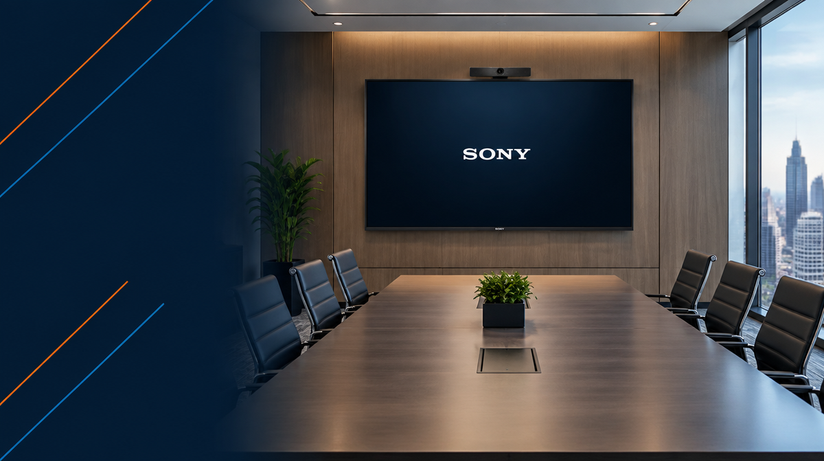 Sony Products in India — hero banner featuring Sony branded display technology in a modern boardroom setting