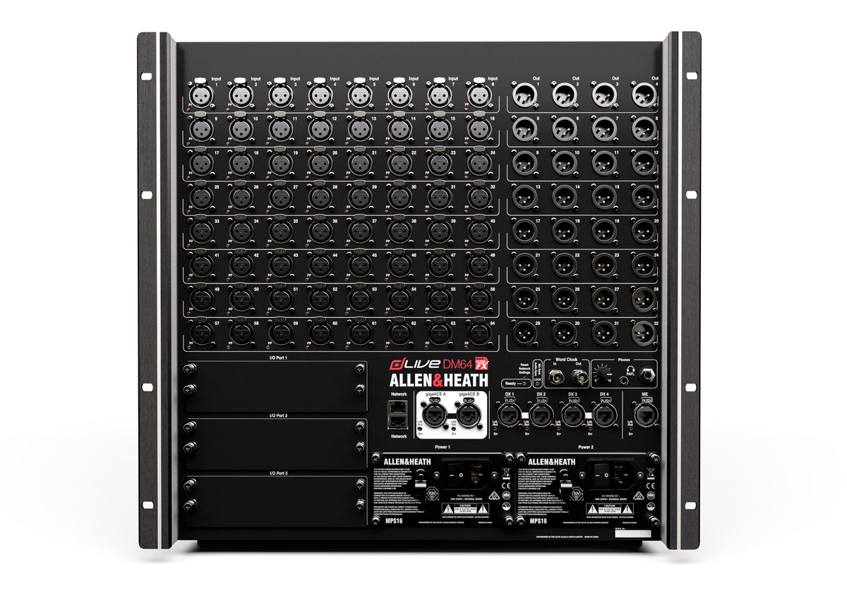 Allen & Heath dLive DM64 High Capacity 96 kHz XCVI MixRack - front view