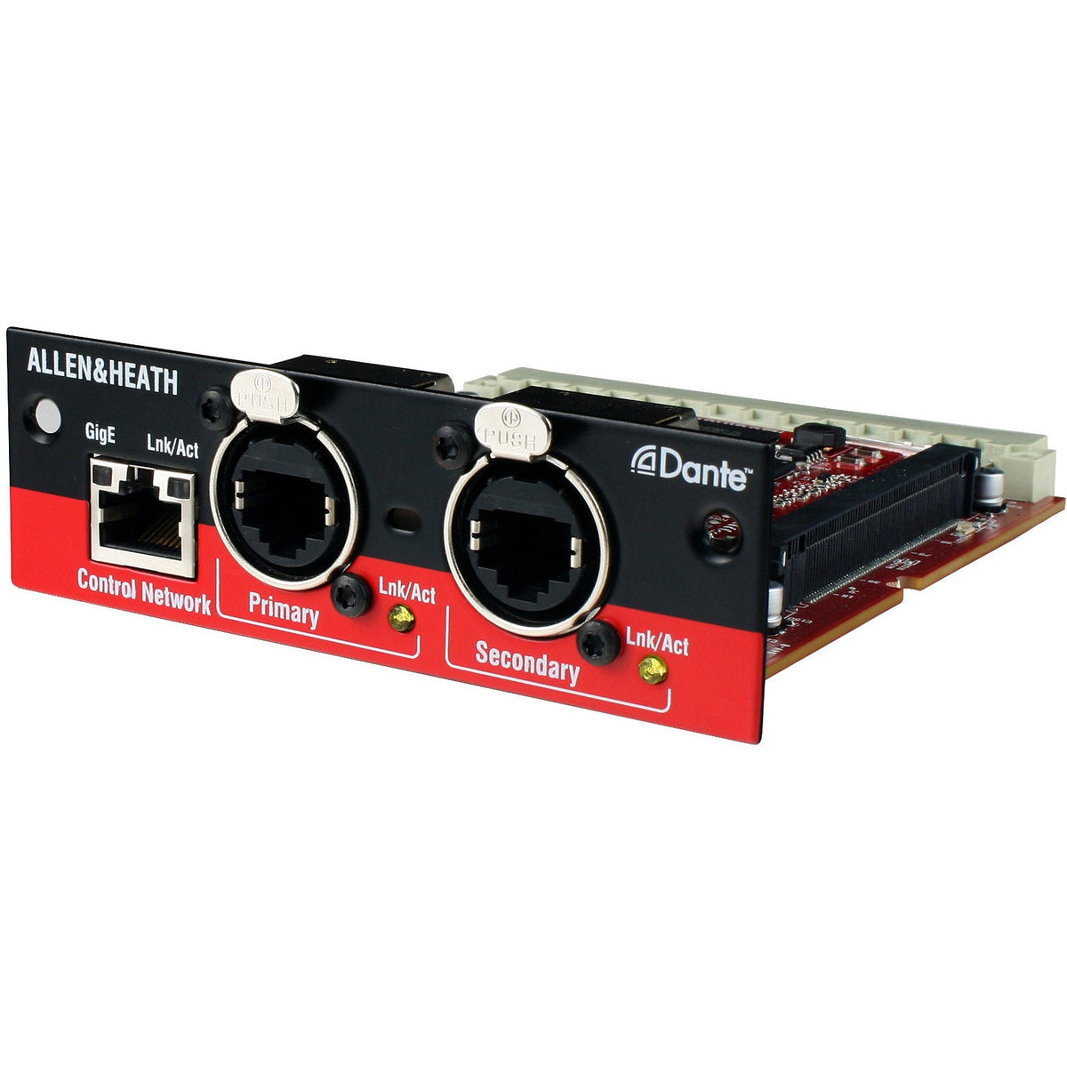 Allen & Heath M-DANTE-A 64x64 Dante Networking Card at 48kHz - front view