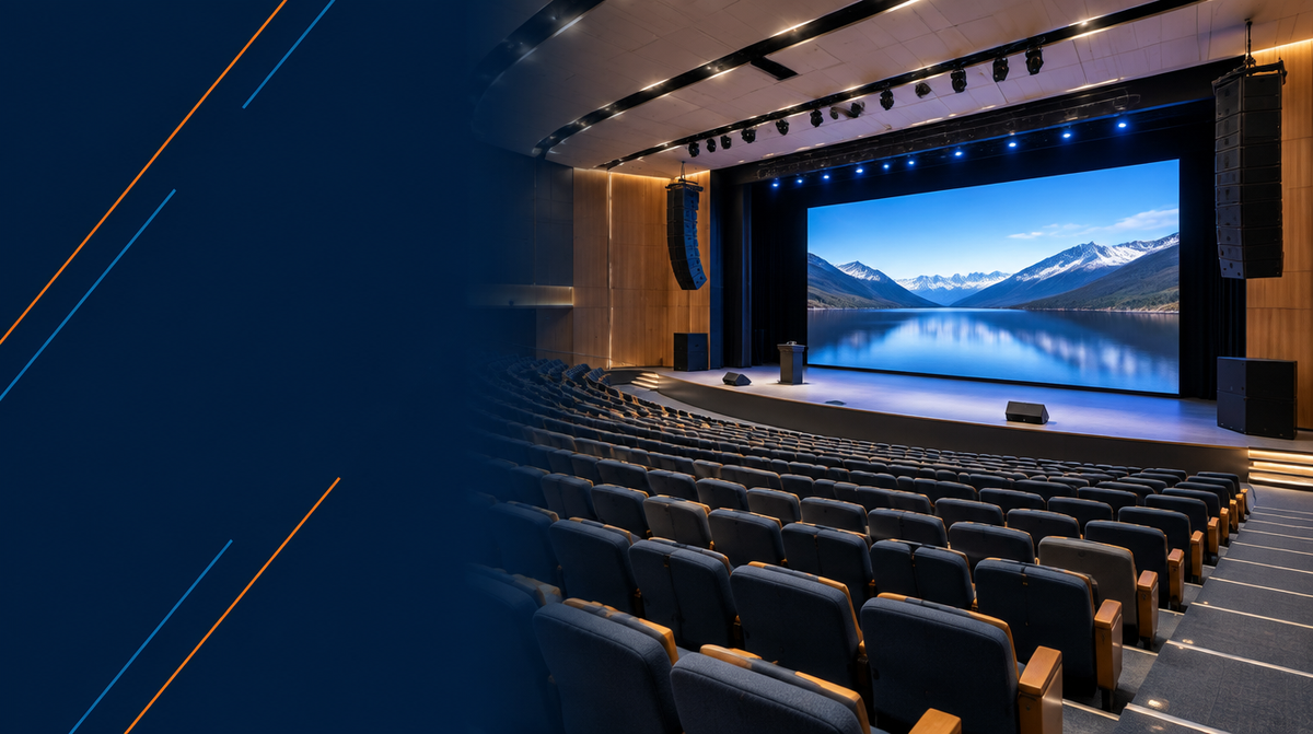 Auditorium Audio System Solutions hero banner — Auditorium Audio Systems for Corporate AV's professional AV integration services across India
