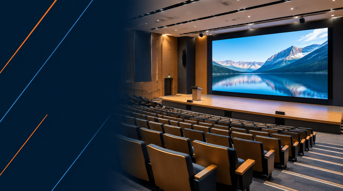 Lecture Hall AV Solutions in India hero banner — Lecture Hall AV for Corporate AV's professional AV integration services across India