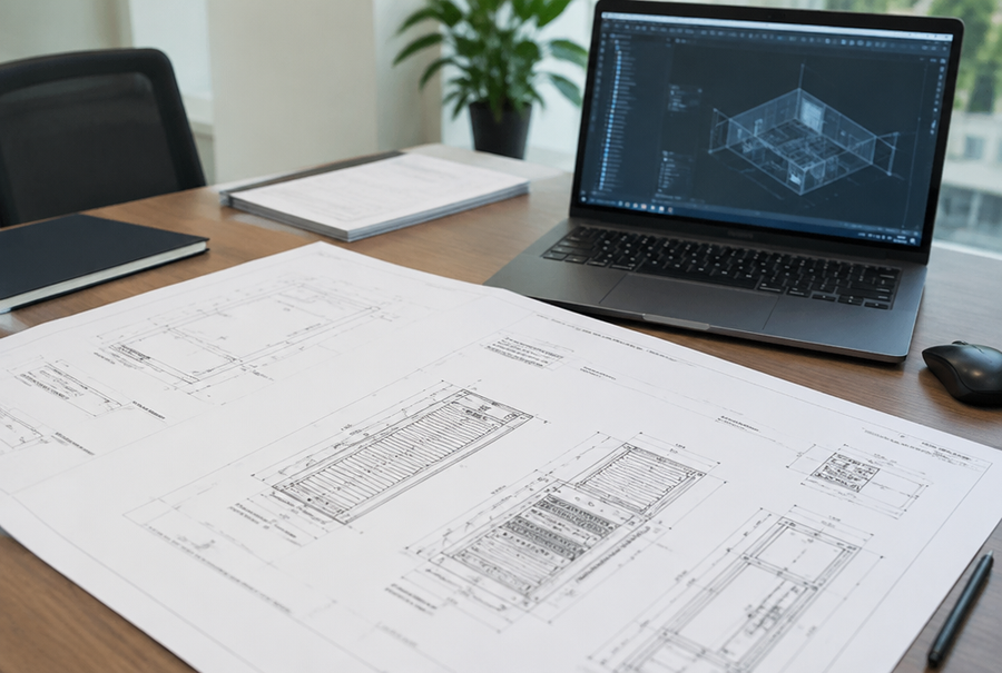 AV design documentation and rack elevation drawings ready for handover in India