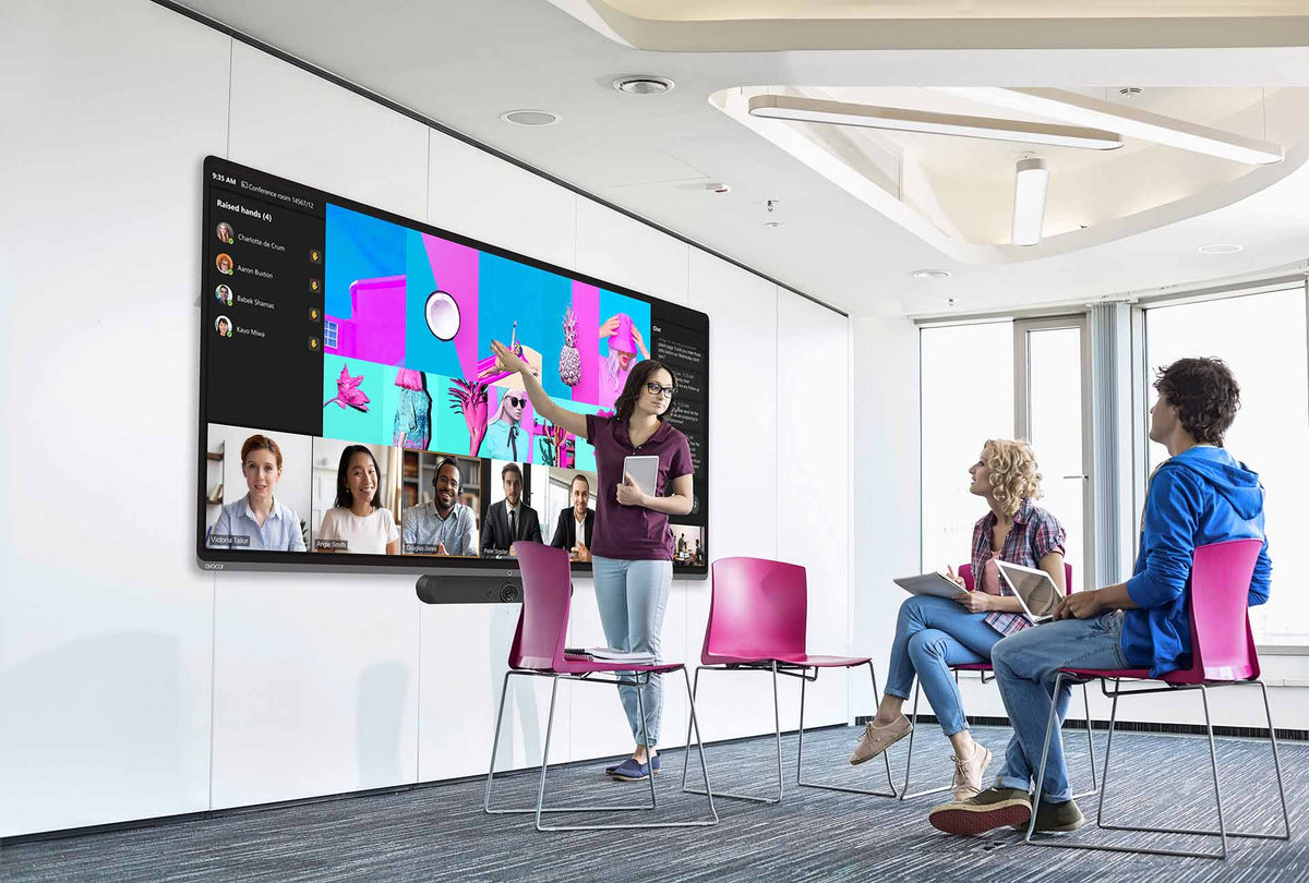 Avocor AVL-1050-T 105-inch 21:9 5K ultra-wide interactive display with PCAP touch - in use