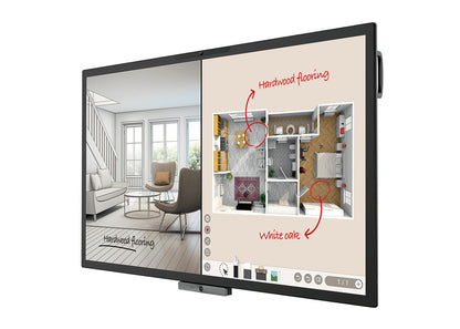 BenQ CP7501K: 75 Inch 4K UHD Interactive Flat Panel (DuoBoard) - angled view