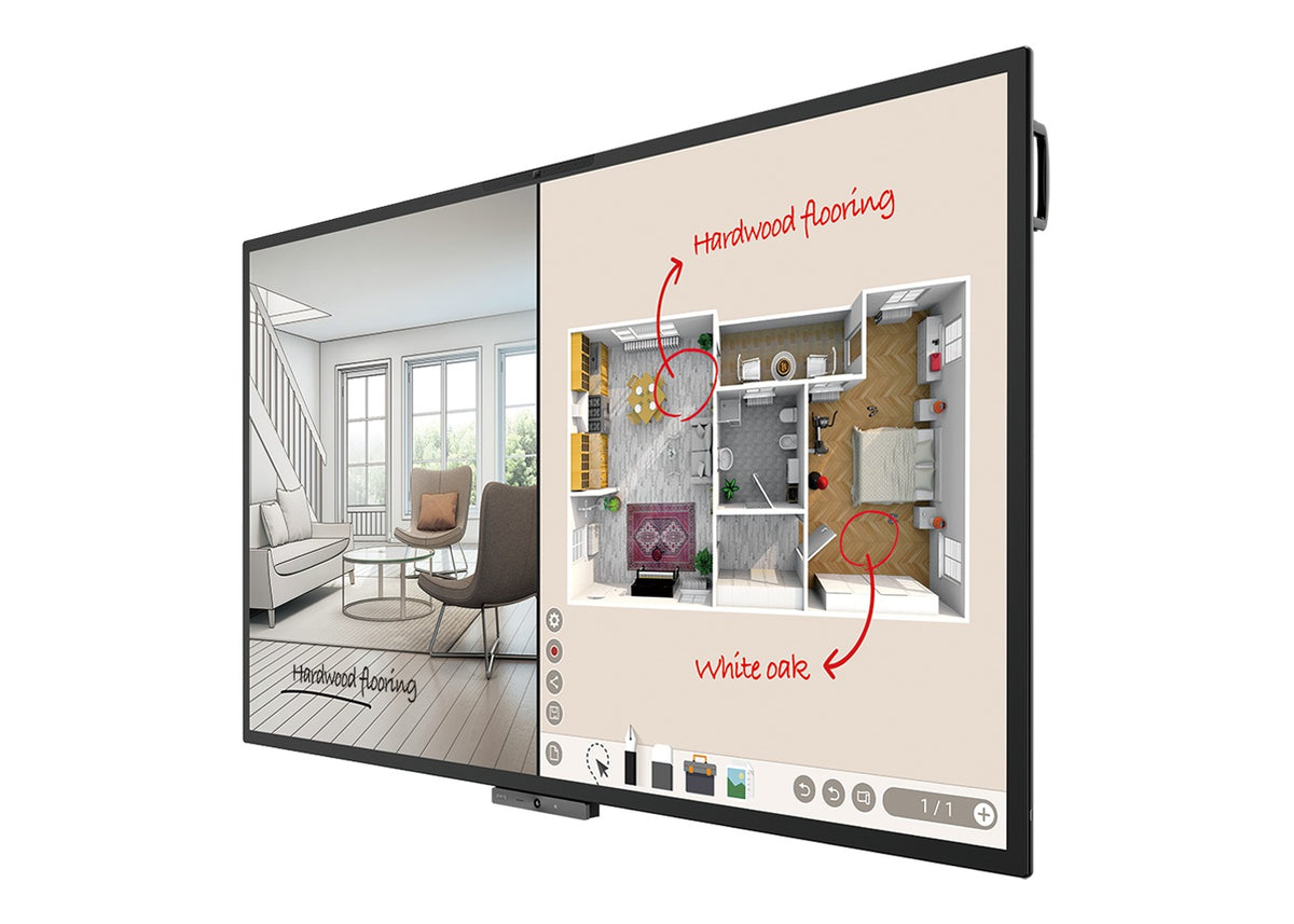 BenQ CP8601K: 86 Inch 4K UHD Interactive Flat Panel (DuoBoard) - angled view (1 of 2)