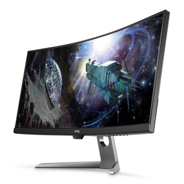 BenQ EX3501R: 35 Inch 100 Hz Curved HDR USB-C Eye-Care Gaming Monitor - angled view