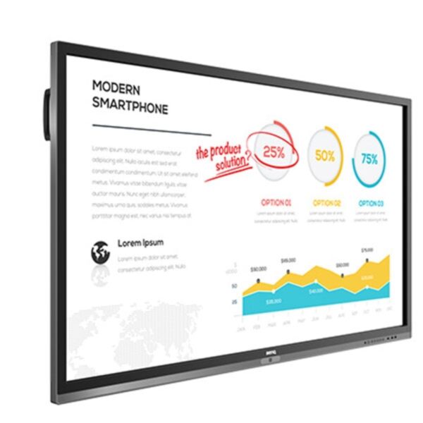 BenQ RP653: 65 Inch Full HD Interactive Flat Panel (Board Pro) - angled view (1 of 2)