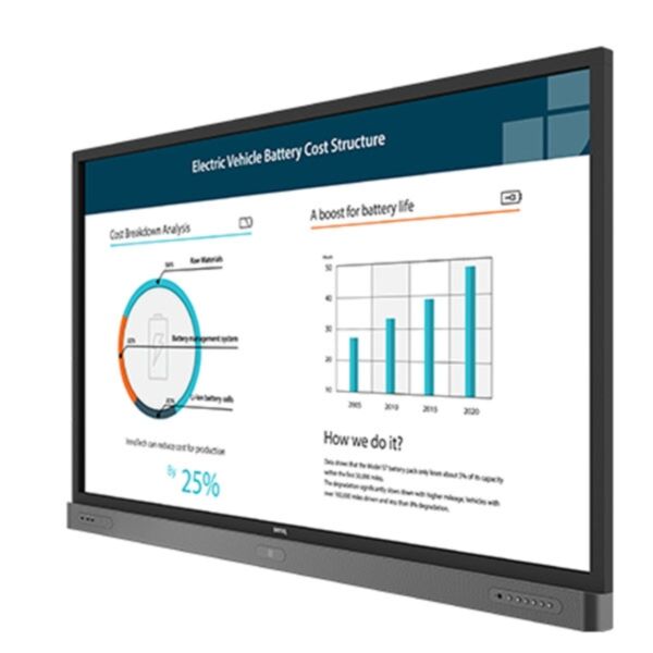 BenQ RP654K: 65 Inch 4K UHD Interactive Flat Panel (Board Pro) - angled view (1 of 2)
