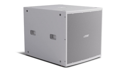 Bose ShowTime STS118E 18 inch passive subwoofer in white, angled right view, supplied in India