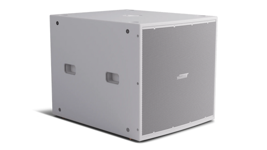 Bose ShowTime STS118E 18 inch passive subwoofer in white, angled right view, supplied in India
