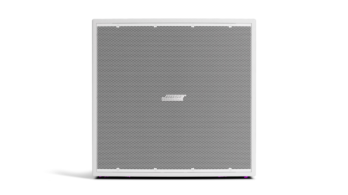 Bose ShowTime STS118E 18 inch passive subwoofer in white, front view with grille, supplied in India