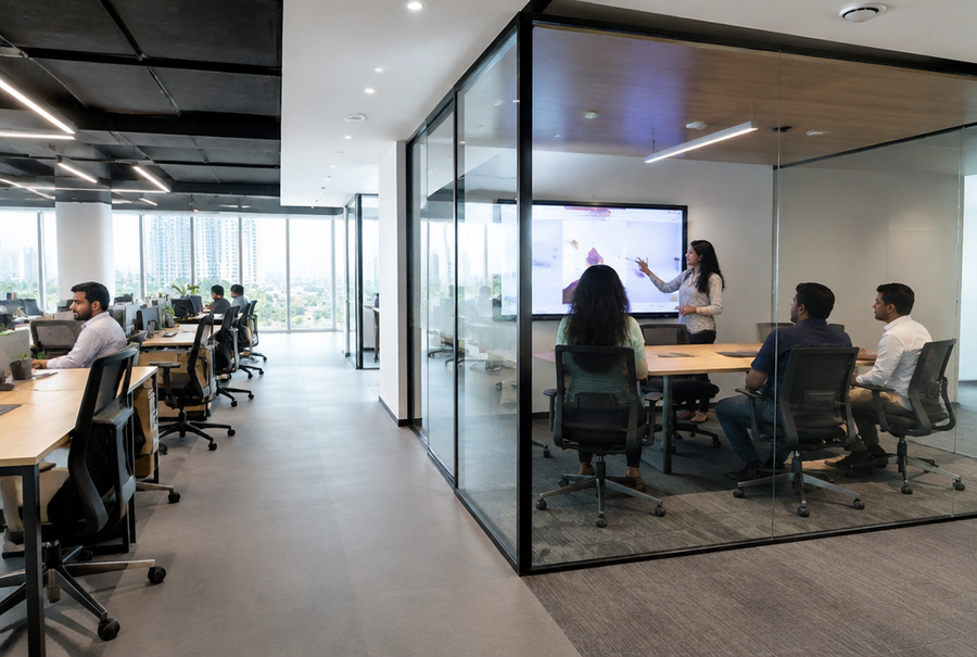 Range of interactive collaboration spaces in India from meeting rooms to classrooms