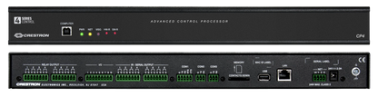 Crestron CP4 control system front and rear panels together