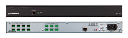 Crestron DSP-860 front and rear panels showing inputs and outputs