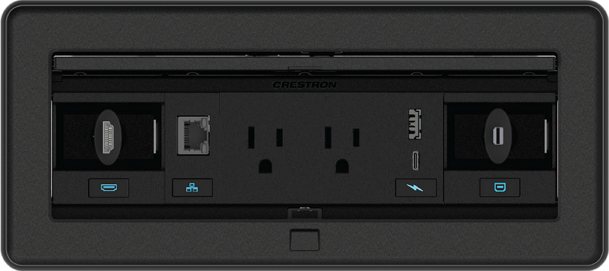 Crestron FT2-1200-ELEC-B black FlipTop cable management system for conference tables