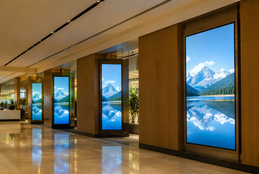 Professional digital signage integration in India showing a network of displays in a modern commercial space
