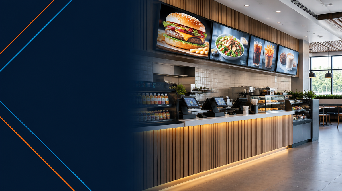 QSR Digital Signage Solutions in India hero banner — QSR Digital Signage for Corporate AV's professional AV integration services across India