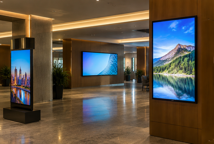 Range of digital signage display types in India from indoor screens to outdoor displays