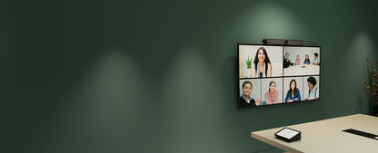 DTEN Bar all-in-one video bar with a DTEN Mate room controller - front view