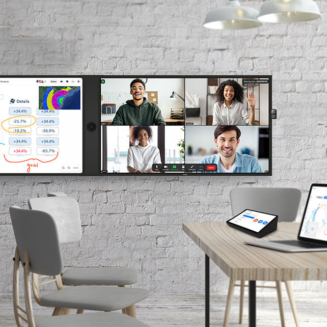 DTEN D7X Dual 75 dual 75-inch 4K touch collaboration system with a five-camera system - front view