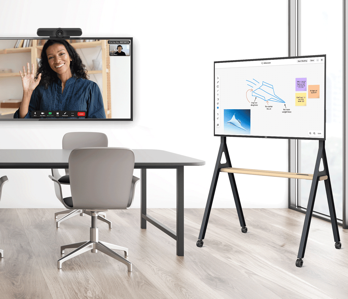 DTEN ONboard 55 55-inch 4K interactive smart whiteboard with built-in Zoom Rooms software - front view