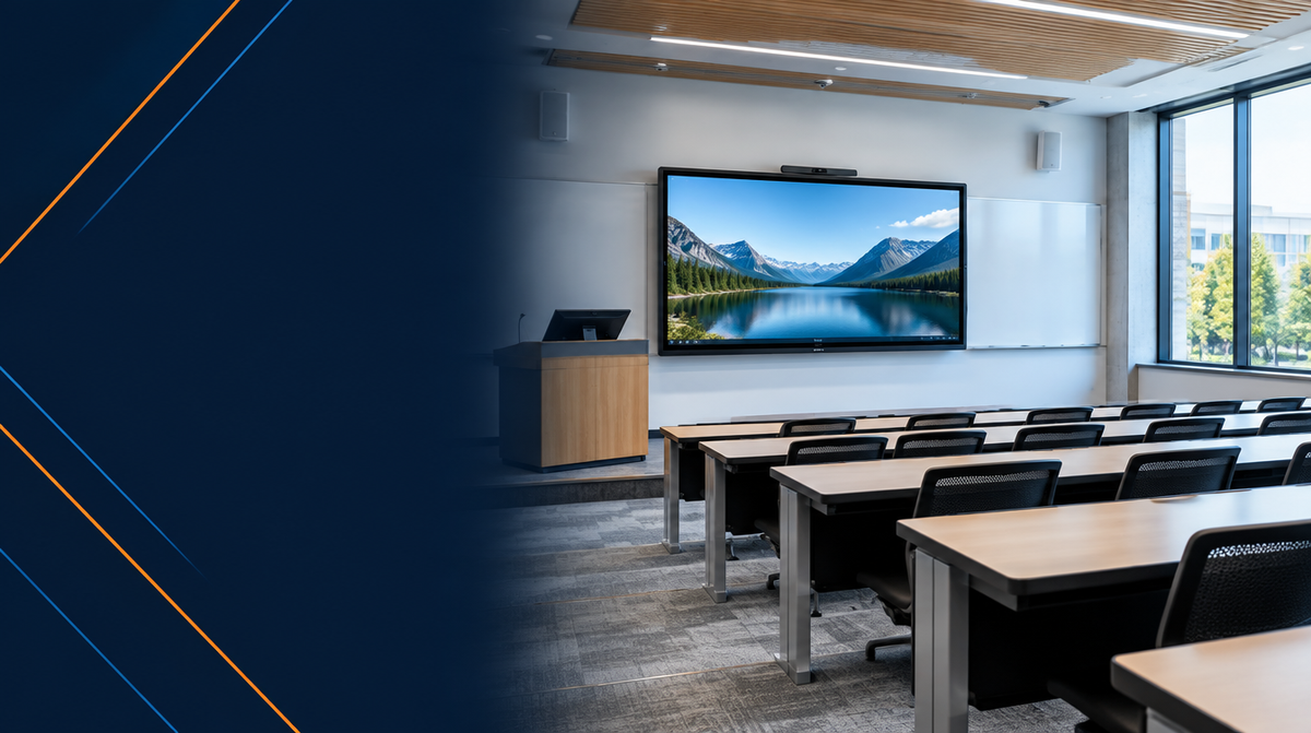Lecture Hall Solutions for Universities hero banner — Lecture Halls for Corporate AV's professional AV integration services across India