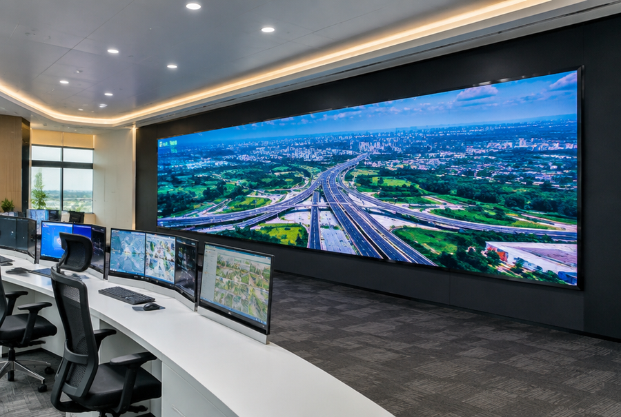 Fine-pitch LED video wall in India used for close-viewing applications in a control room