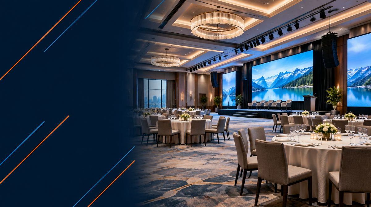 Conference and Banquet AV Solutions hero banner — Conference & Banquet AV for Corporate AV's professional AV integration services across India