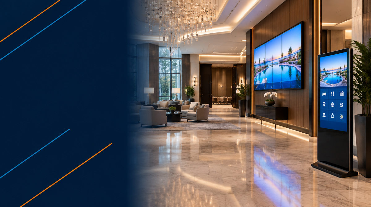 Guest Information Display Solutions hero banner — Guest Information for Corporate AV's professional AV integration services across India