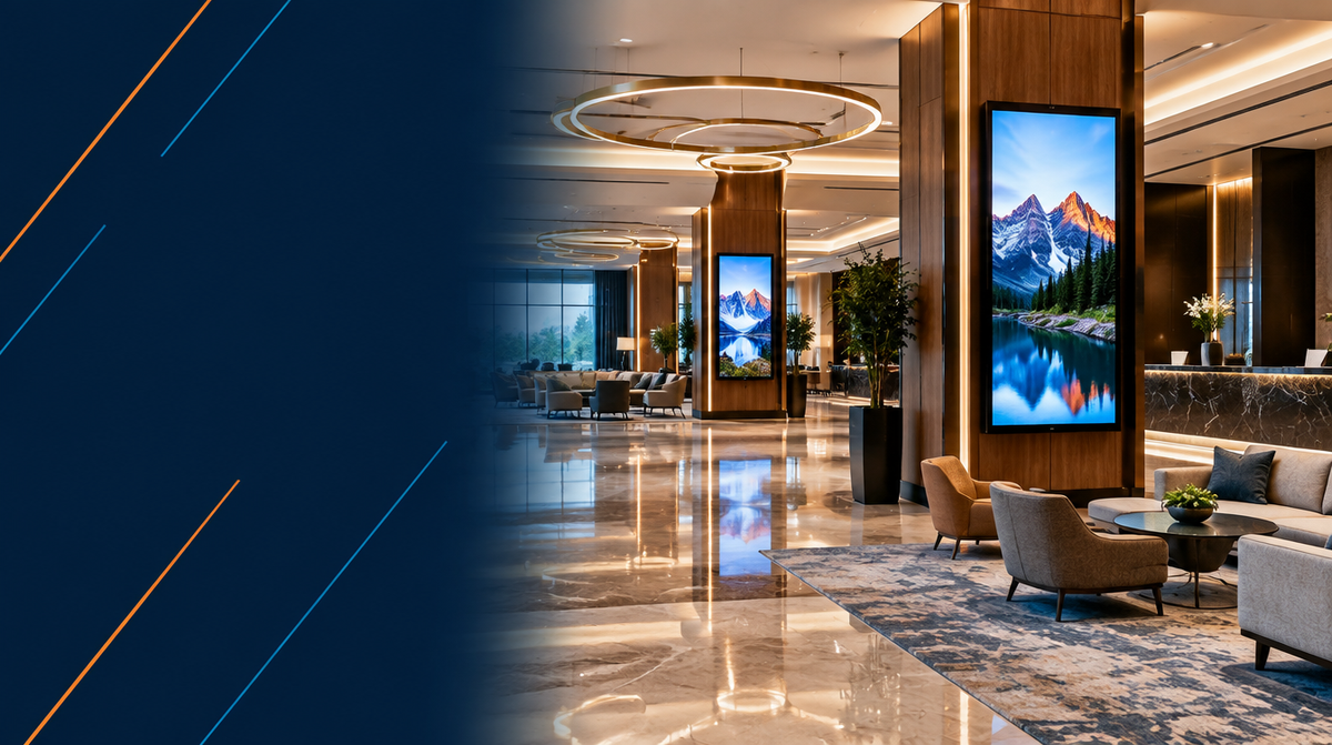 Hotel Digital Signage Solutions hero banner — Hotel Digital Signage for Corporate AV's professional AV integration services across India