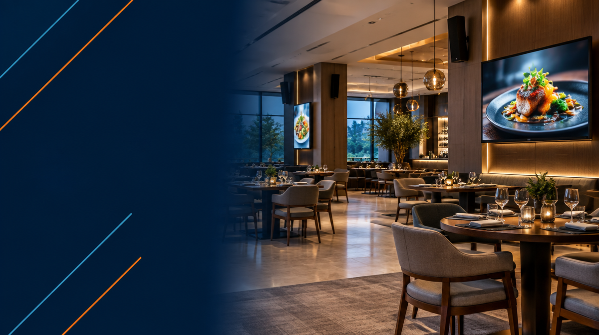 Restaurant AV Solutions in India hero banner — Restaurant AV for Corporate AV's professional AV integration services across India